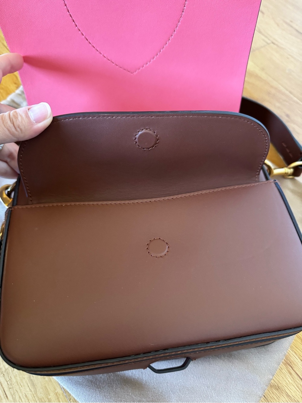Burberry Chestnut Bridle Leather Flap Shoulder Bag - Picture 7 of 10